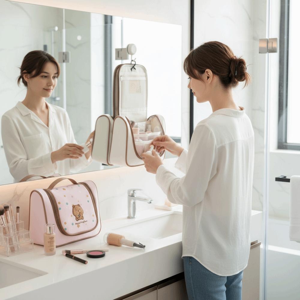 Large-capacity Hanging Makeup Bag With Hook Toiletry Pouch Cosmetic Organizer Cosmetic Storage