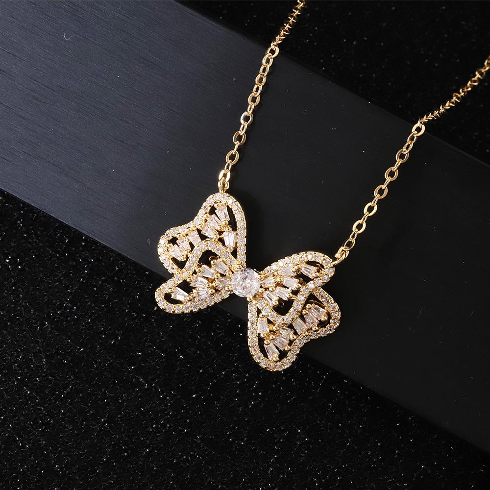 Elegant Butterfly Diamond Necklace - High-End Versatile Jewelry