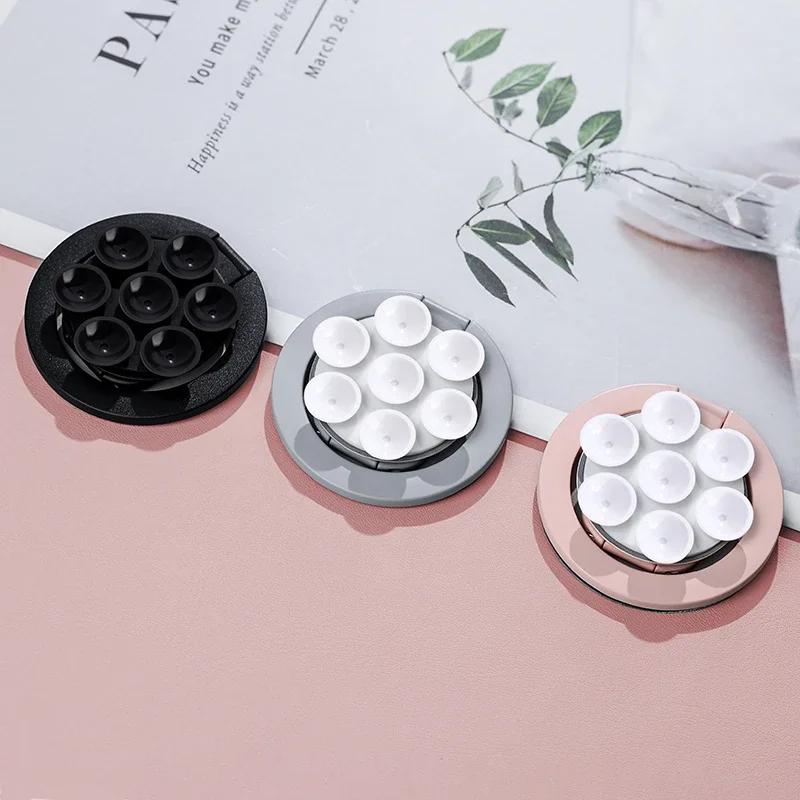 Foldable Mobile Phone Holder Suction Cup Magnetic Phone Stand 360° Rotatable Finger Ring Holders For iPhone 15 16 Xiaomi Samsung