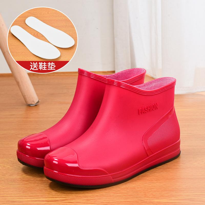 Fashion Women's Rain Shoes Short Tube Outer Wear Water Shoes Warm Non-slip Rain Boots Waterproof Boots Kitchen Car Wash Work Rubber Shoes