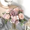 Artificial Flowers Decor 7 Heads Silk Peony Rose Hydrangea Bouquet Home Christmas Party Decorations Wedding Bride Fake Flowers