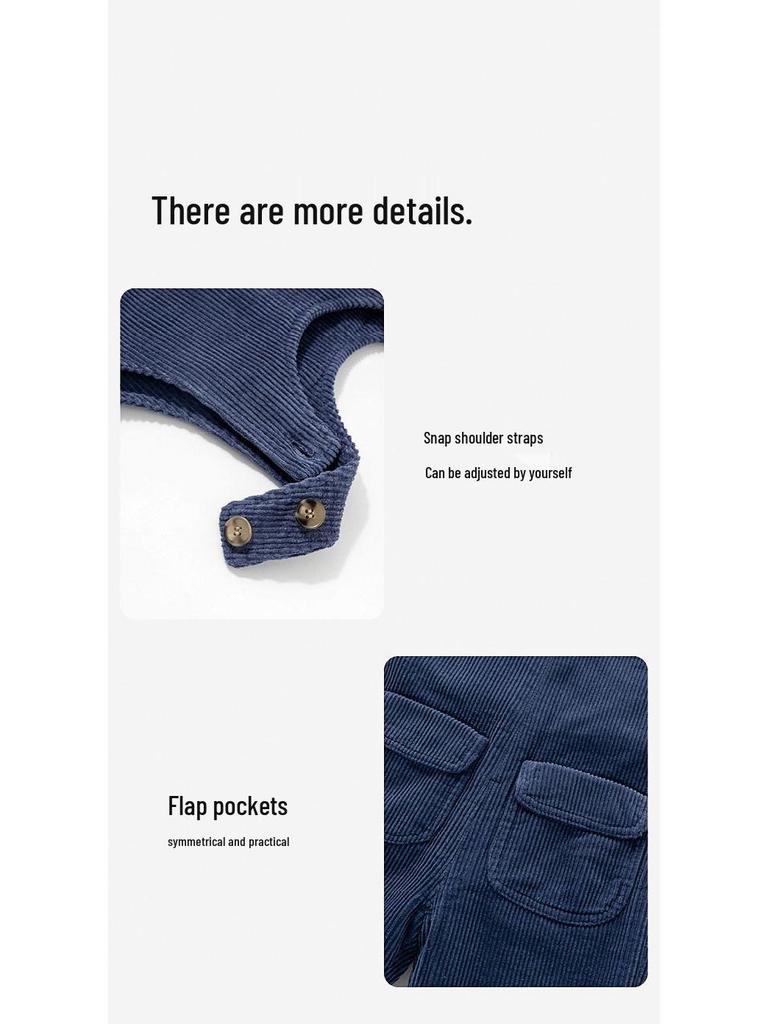 Fleece-Lined Baby Overalls: Thick Cotton Jumpsuit for Boys & Girls - Perfect for Autumn & Winter