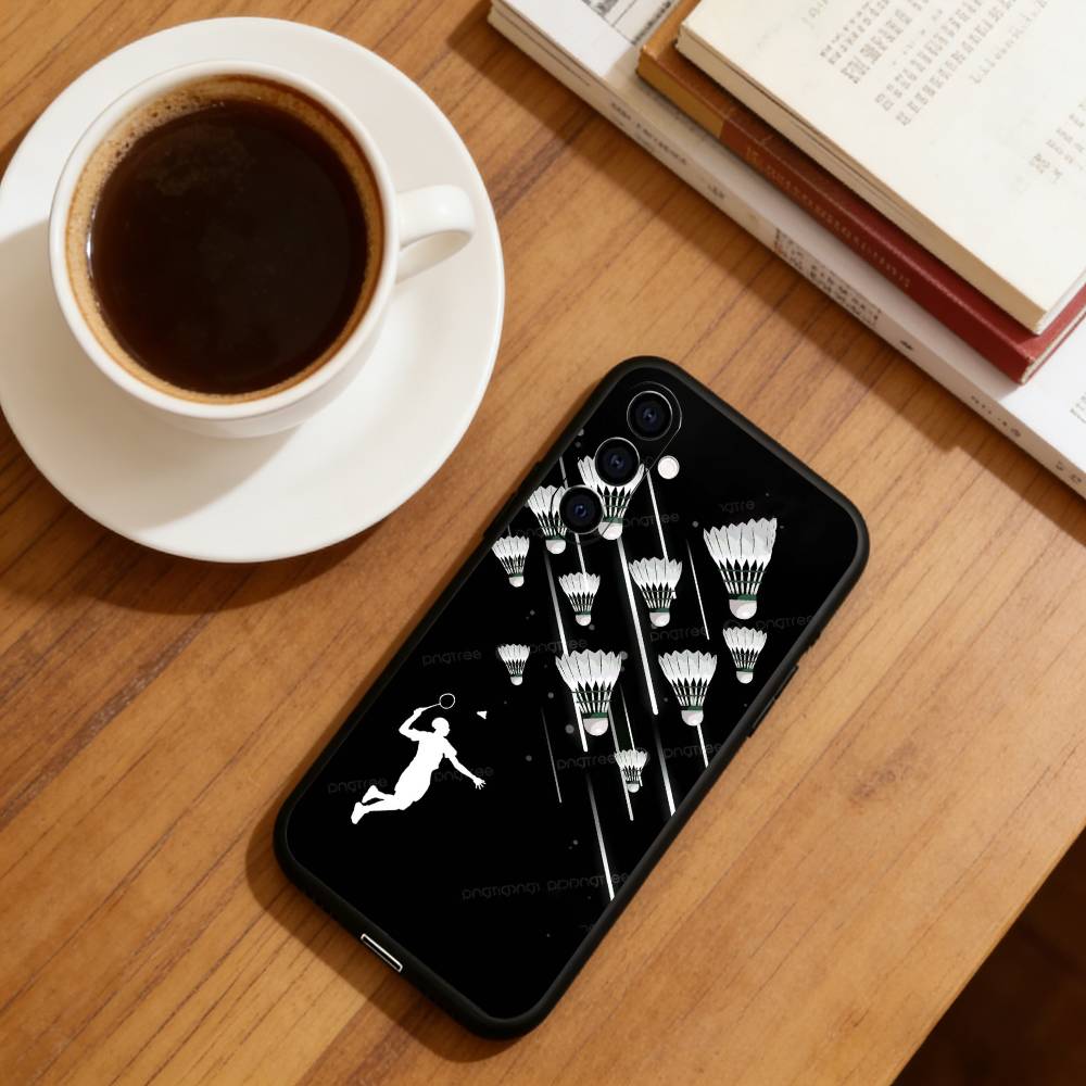 S-Stylish badminton Phone Case Black Silicone Soft For Samsung Galaxy A73,A72,A71,A70,A53,A52,A51