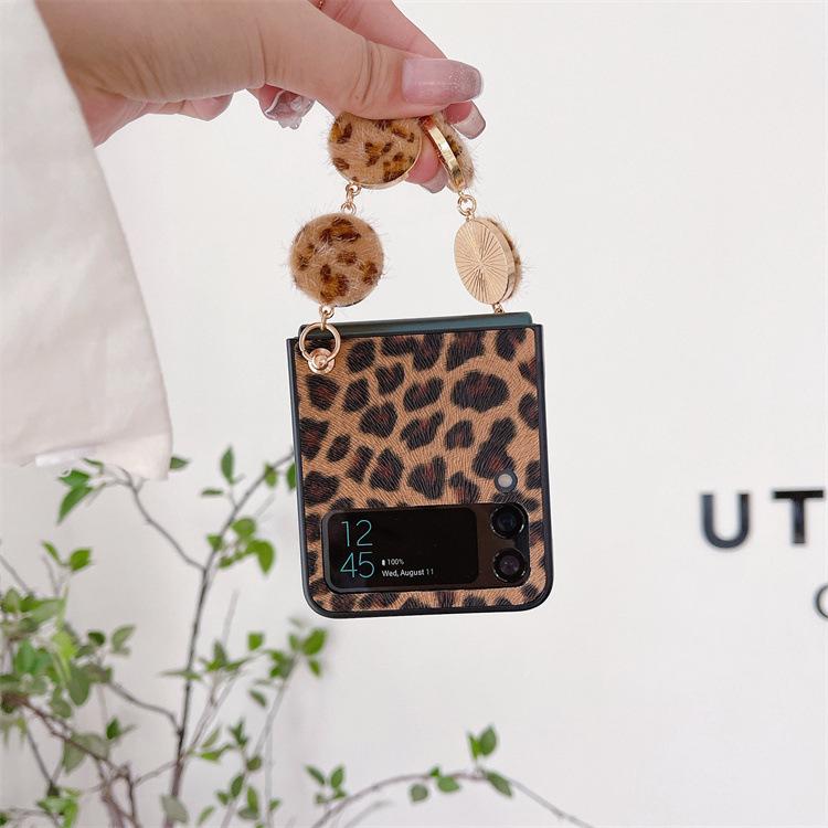 Applicable to Samsung ZFold3 plaid bracelet folding protective case zflip3 portable anti-drop leather case zflip4