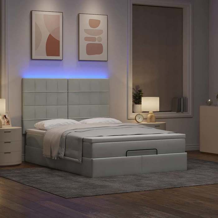 VidaXL Ottoman Bed Frame with Light Grey Mattress 140x200 Cm Velvet, Bed Frame, Upholstered Bed Frame, Bed Frame 3314324