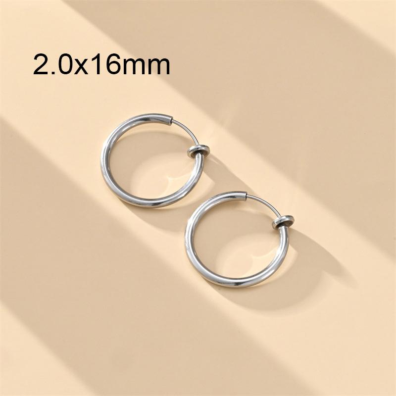 1 Pair Round Spring Ear Clip Earrings For Men/Women Stainless Steel Non-Pierced Painless Fake Earrings Classic Popular Jewelry