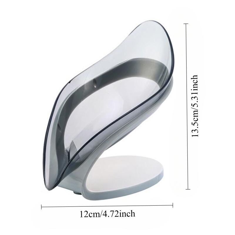 1pc Drain Soap Holder Box Bathroom Shower Soap Storage Tray Rack Ledge Leaf Shape Plastic Drainage Accessory