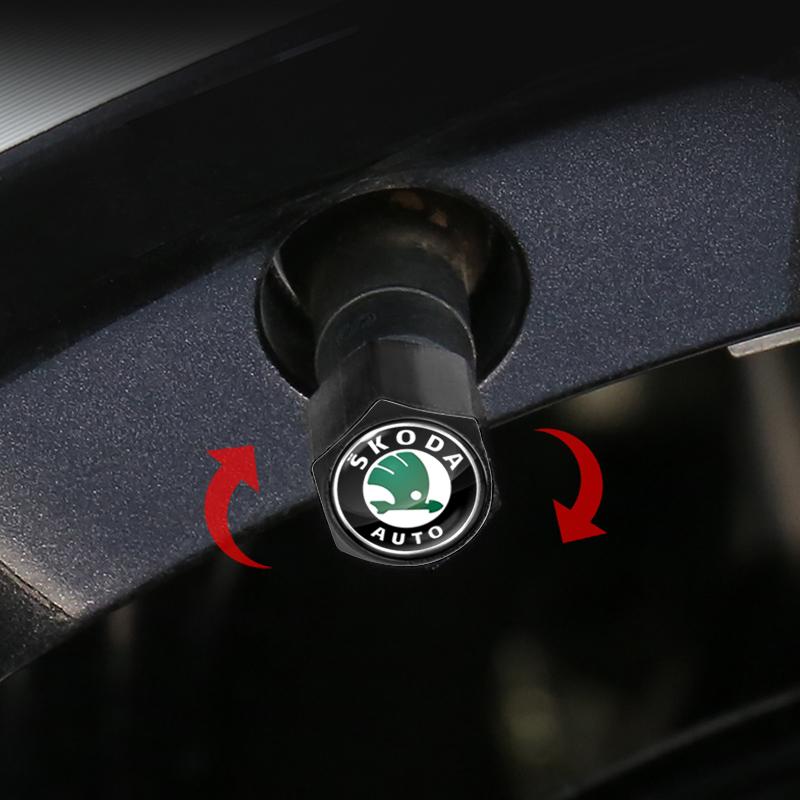 Brelok z logo samochodu i kapslem na wentyl opony, akcesoria samochodowe dla Skoda Octavia Rapid Kodiaq Karoq Fabia Kamiq Superb Derivative Vision A5 A7