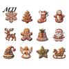 Christmas Store Window Decorations Wooden Gingerbread Style Ornaments with Natural Hemp Rope, Retro Festive Hanging Indoor Holiday Home Pendants