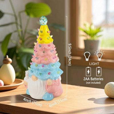 Easter Gnome LED Light Decoration Spring Bunny Ceramic Faceless Doll Holiday Tabletop Decor Indoor Home Collection Figurine