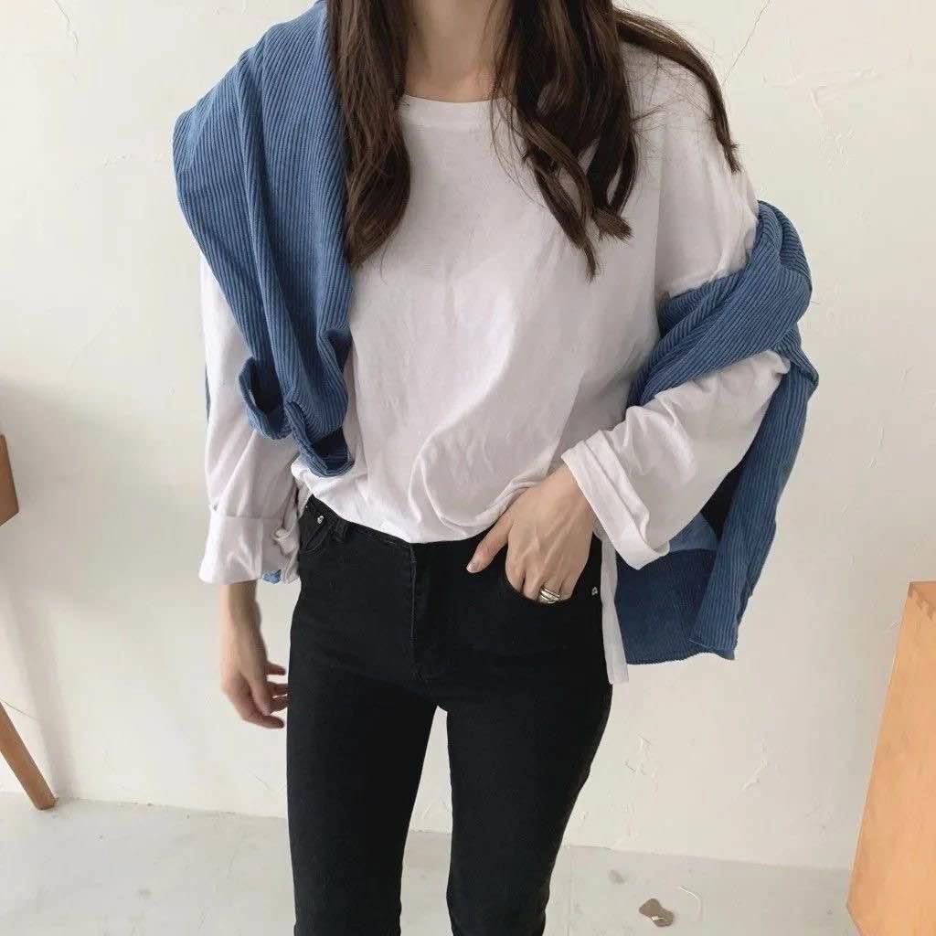 Dámská manšestrová košile s dlouhým rukávem - Podzim 2024, Korejský a Hongkongský retro styl, Volný střih, Tenká bunda.