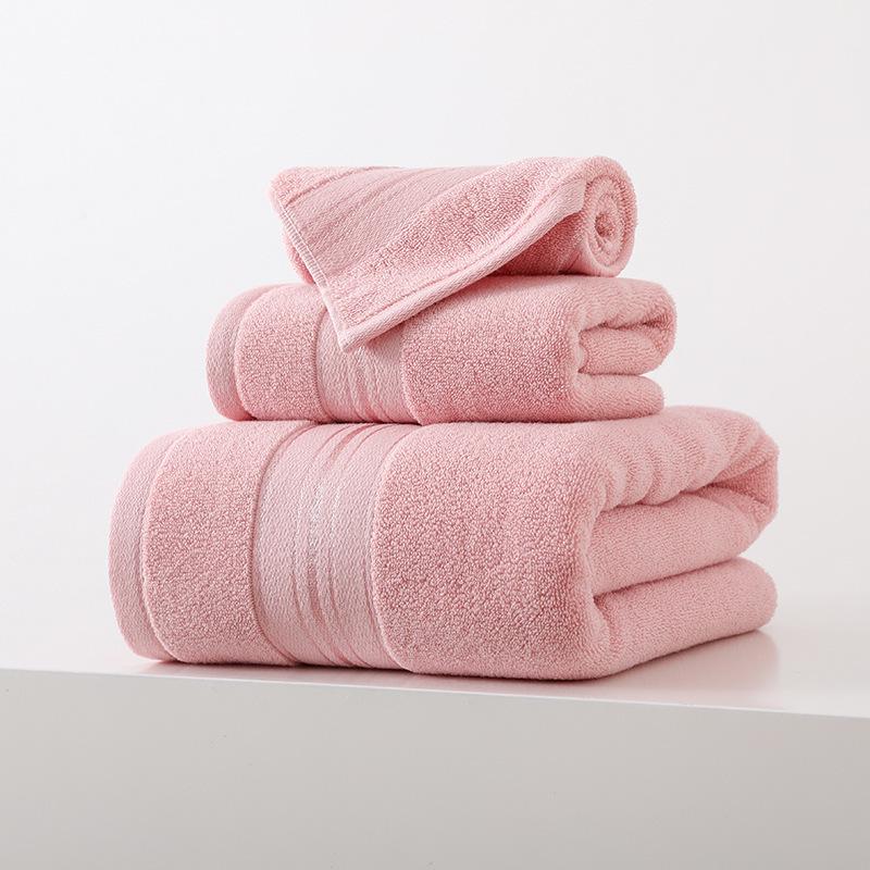 Thickened Pure Cotton Towel Set: Home Bath & Face Towels - 3-Piece