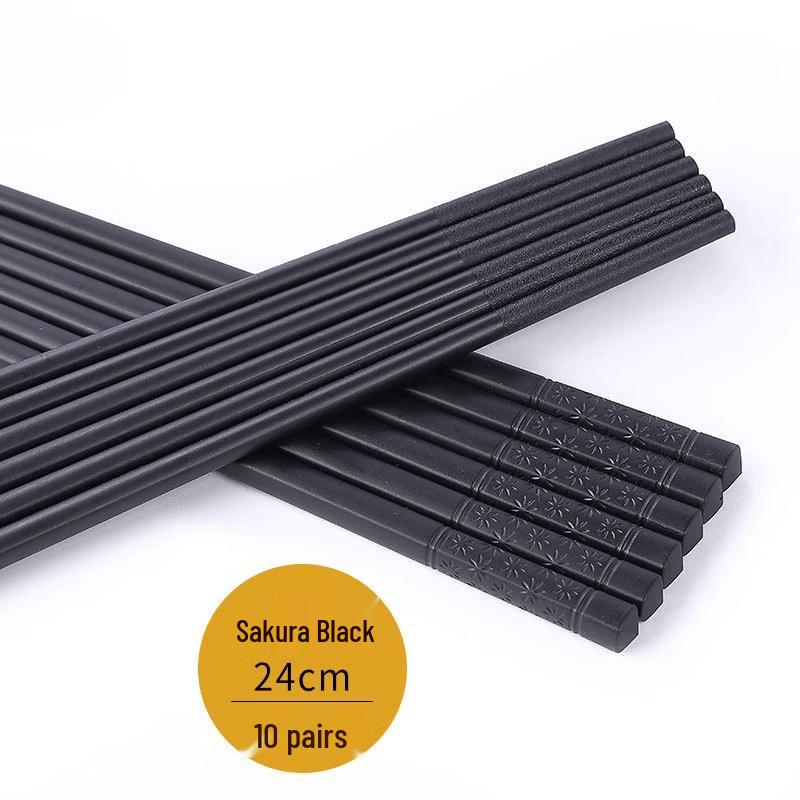 Sakura Black Alloy Chopsticks, Spoon & Fork Set
