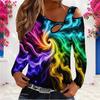 Women Plus Size Asymmetric Cutout Neck Cold Shoulder Long Sleeve Galaxy Printed Fitted Top