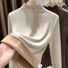 Pullovers Tops Women Long Sleeves Autumn Winter Padded Blouse Oversized Half Turtleneck Loose Long Sleeve Shirt Slim Pullover Tops
