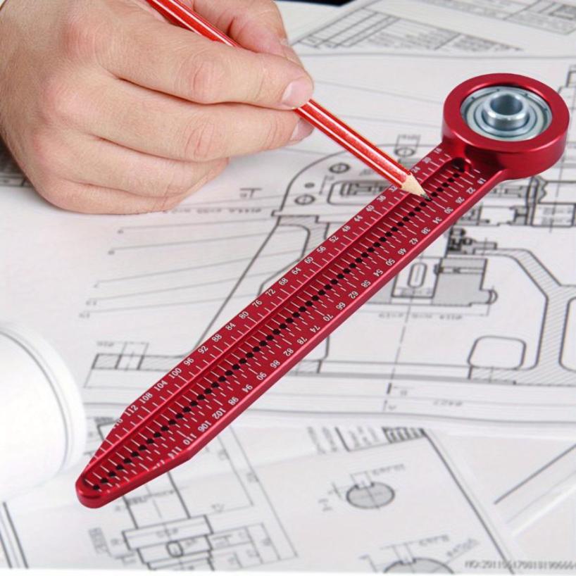 Wooden Tools Aluminum Alloy Concentric Axis Drawing Compass Woodworking Mini Ruler Marking Tool Woodworking Positioning Ruler