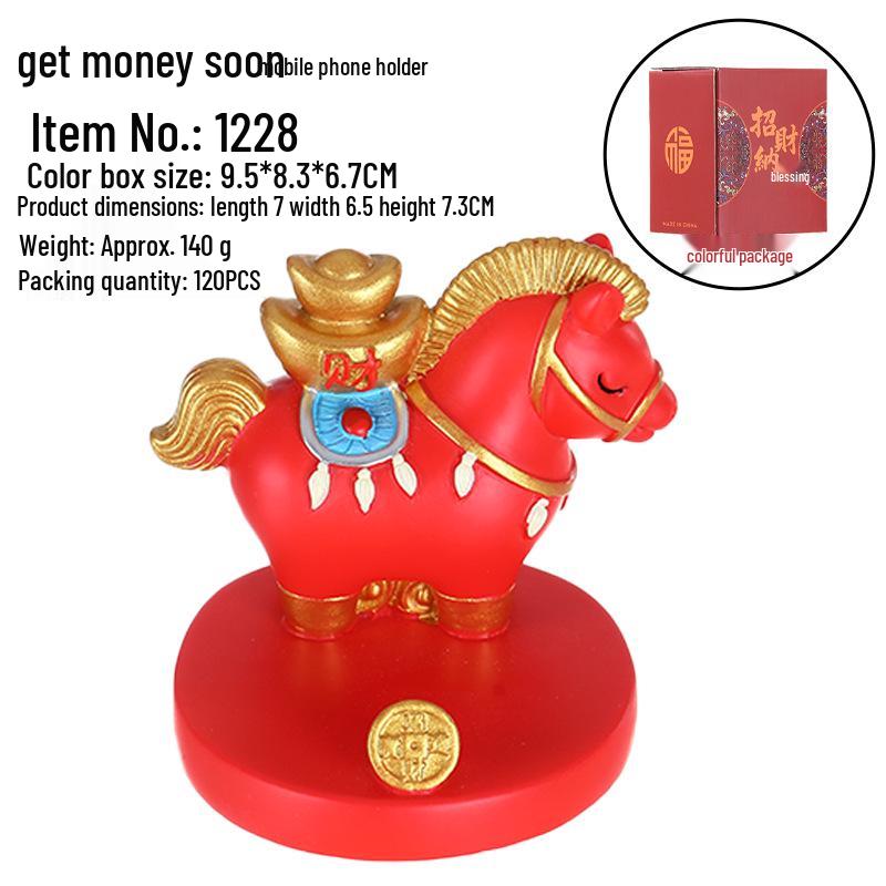 Creative Zodiac Lucky Bag Yuanbao Phone Stand & Desktop Ornament - Office Mascot Gift