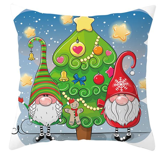 New Christmas Dwarf Pillow Cover Christmas Cute Dwarf Peach Skin Cushion Cover