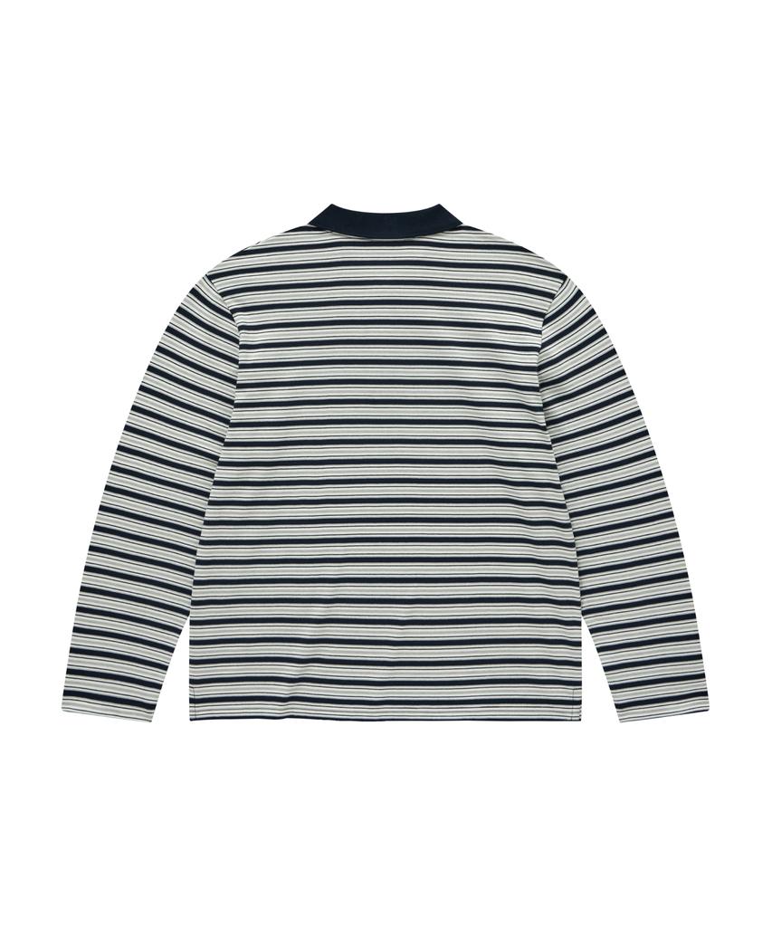 COVERNAT WOMAN Striped Collar Long Sleeve Navy