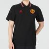 Adidas Manchester United Crest Embroidered Striped Trim Short Sleeve Polo Shirt Men Tops Black HE6664