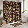 4Pcs Bathroom Shower Curtain Set  Leopard Bathroom Curtain With 12 Hooks Non Slip Rugs Toilet Cover Mat Bathroom Partition
