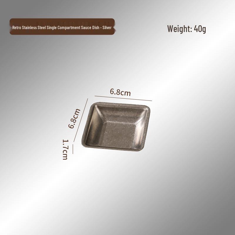 Distressed Retro Korean 304 Stainless Steel Divided BBQ Sauce & Seasoning Dish, Custom Logo