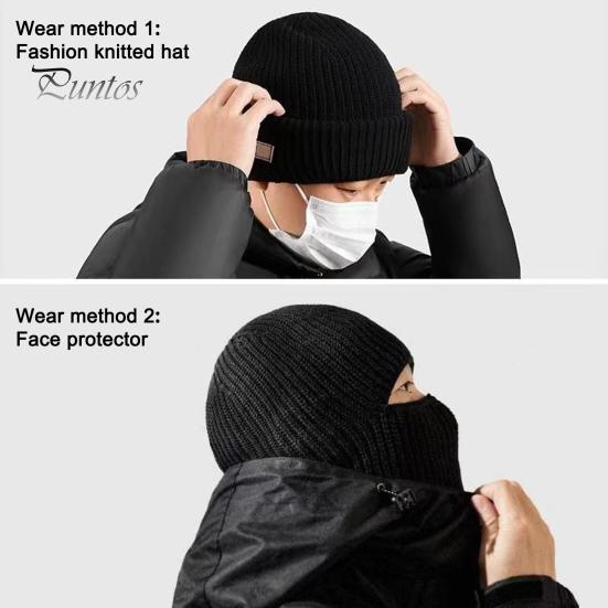 Men Winter Hat Knitted Pure Color Elasticity Keep Warm Thick Ear-protecting Cap Father Grandfather Headwear Outdoor Cap