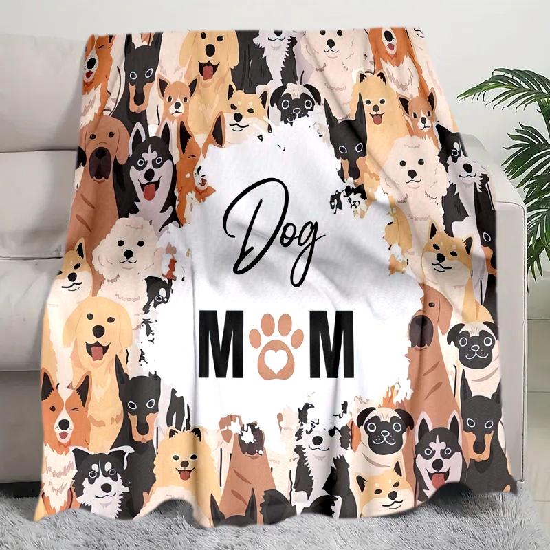 1PC Dog cute printed blanket, all season lightweight home office outdoor nap multifunctional blanket A5