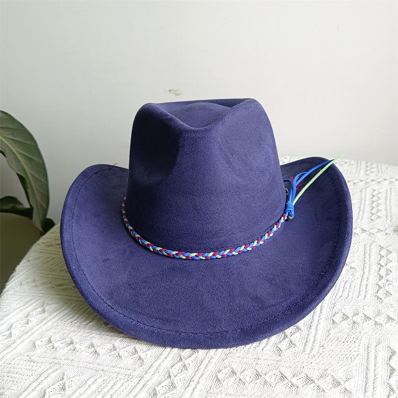 Cowboy Hat Suede Solid Color Men and Women Wide Brim Jazz Hat Outdoor Sun Hat Suitable for All Kinds of Parties Knigh