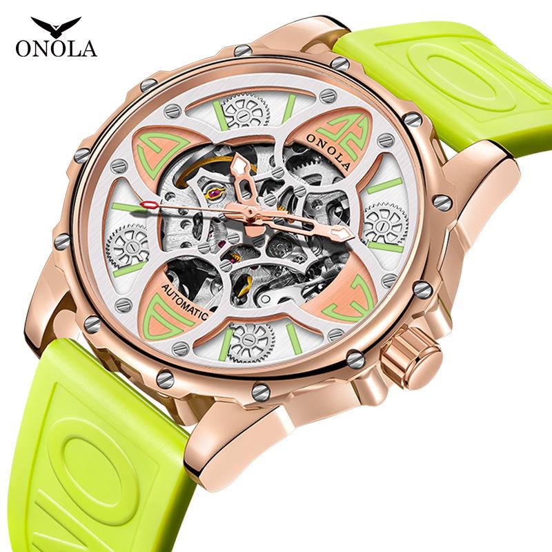 ONOLA Four-Leaf Clover Automatic Mechanical Watch - Unisex Waterproof with Rubber Strap