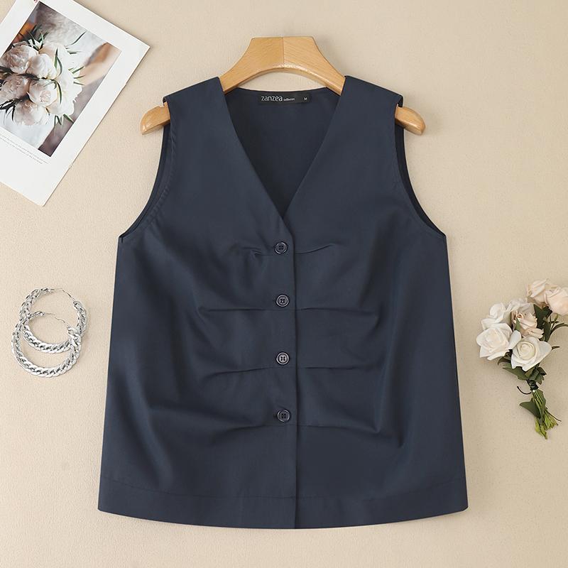 ZANZEA Women Casual V-neck Summer Sleeveless Tank Tops