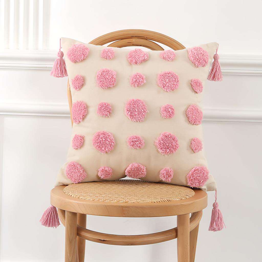 Retro Bohemian Light Luxury Tufted Cushion Pillowcase Sofa Pillow Tassel Pillowcase