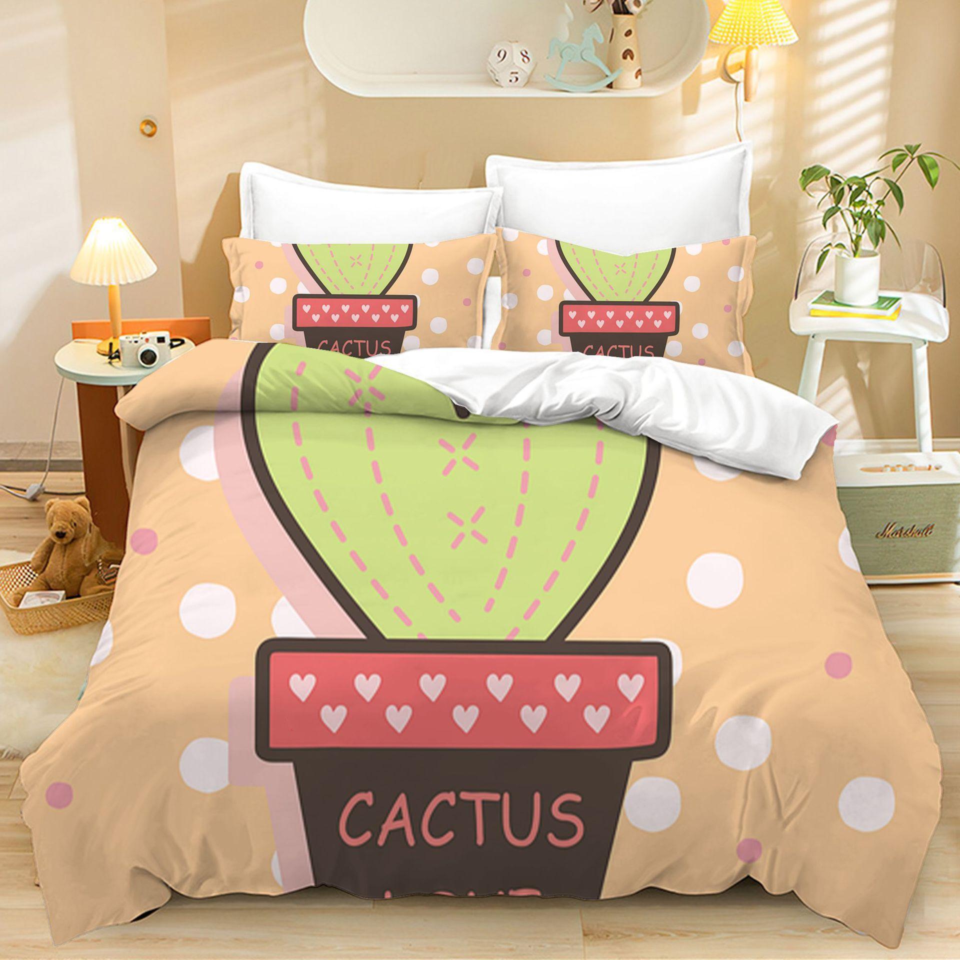 

Home Textiles Three-Piece Balloon Valentine S Day Cartoon Digital Printing Quilt Pillowcase Bedding 90 * 200 two-piece set