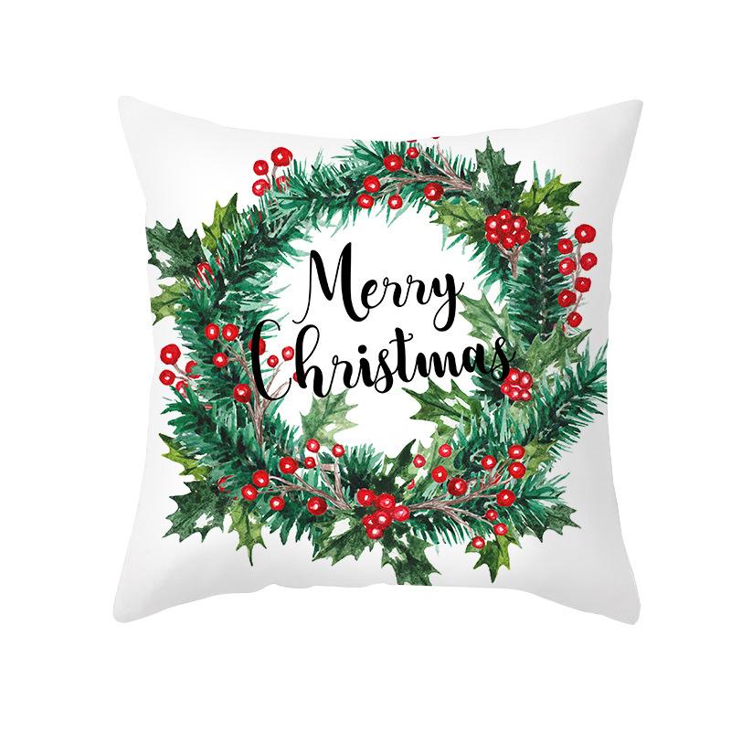 Plaid Christmas Pillow Cover Letter Christmas Tree Sofa Cushion Cover Peach Skin Cushion Home