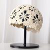 Flowers Knitted Hat Hollowed Out Skullies Hat Breathable Sun Visor  for Women