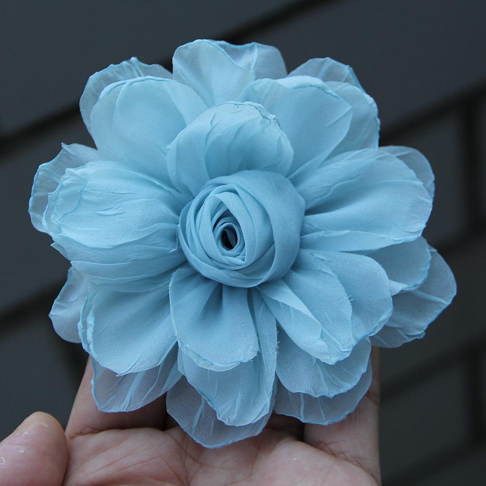 5 Stück DIY Seidenrosen Blütenkopf 3D Gebranntes Stoff Haarschmuck Für Brosche Anzug Jacke Reversnadel
