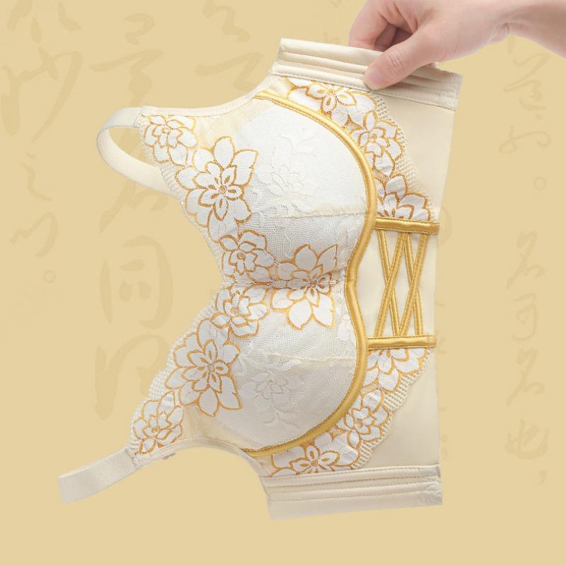 New Underwear Lace Non-steel Ring Anti-sagging Side Breasts Gathered Bra