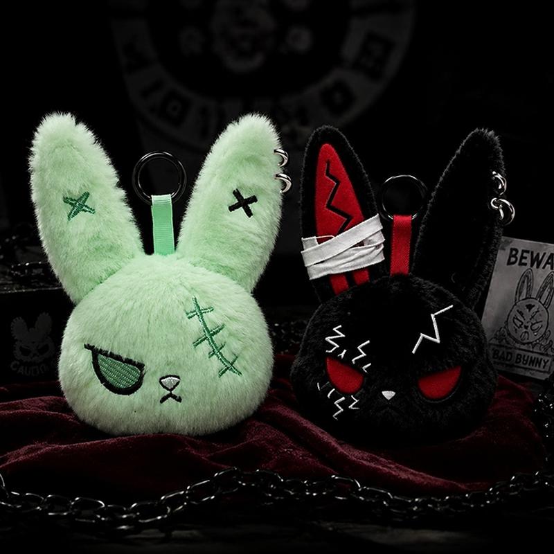 Dunkles Kaninchen Schlüsselanhänger Gotischer Stil Hase Schlüsselanhänger Rucksack Anhänger Charms Cartoon Hängender Schlüsselanhänger Geburtstagsfeier Geschenk