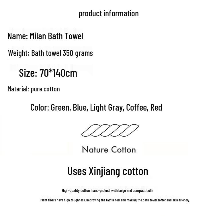 Quick-Drying, Absorbent, No-Shed, Thickened Unisex Bath Towel - 100% Pure Cotton for Adults