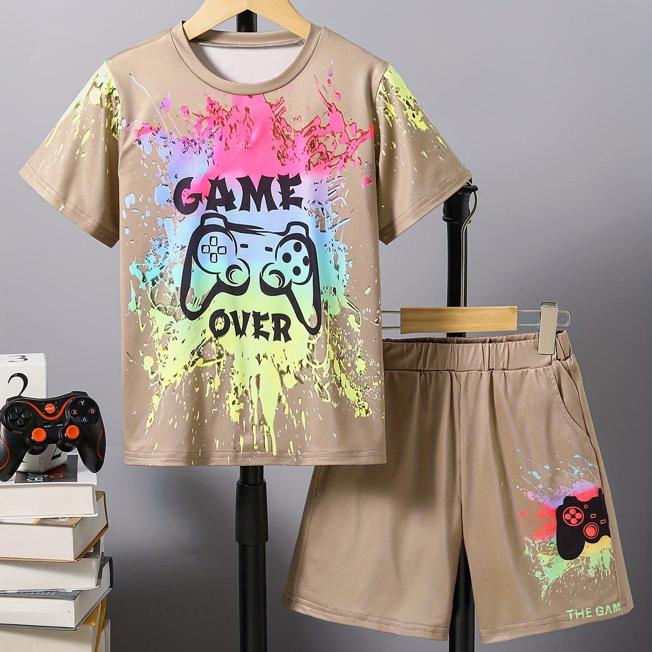 

Повсякденний одяг для хлопчика з мультяшним візерунком ГРА ЗАВЕРШЕНА з принтом 2 шт. 160cm