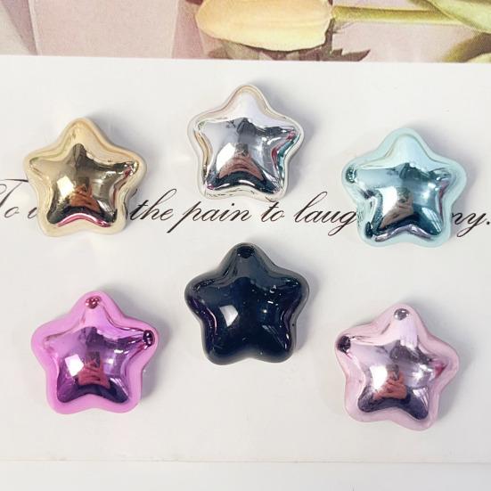 Metallic Star Charms 16mm Electroplated Flatback Stars Five-Pointed Star Charms for DIY Mobile Phone Cases Jewelry Making Hairpins Craft Supplies