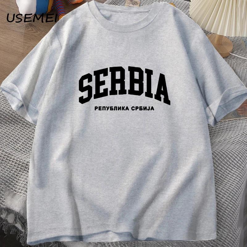 Republik Serbien T-Shirt Herren Sommer Baumwolle Kurzarm SERBIEN T-Shirt Harajuku Unisex T-Shirt Herrenbekleidung Bedrucktes T-Shirt Tops
