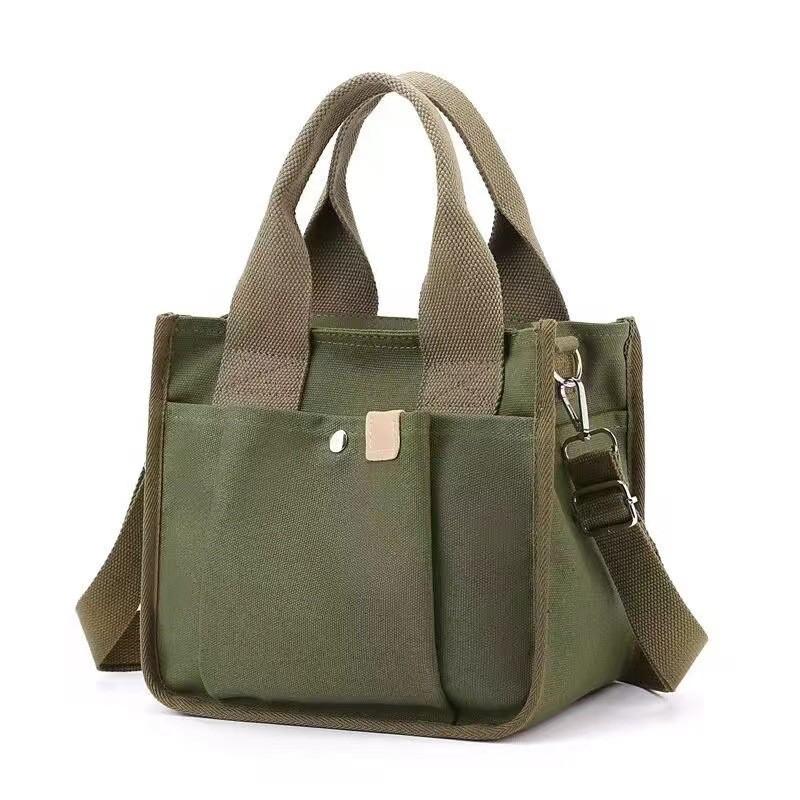 Canvas Tote Bag For Women With Zipper Pocket Casual Street Fashion Daily Use