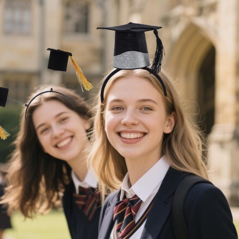 Adjustable Slip Resistant Graduation Hat Hairband With Mini Stereoscopic Doctoral Headdress For Commencement Event
