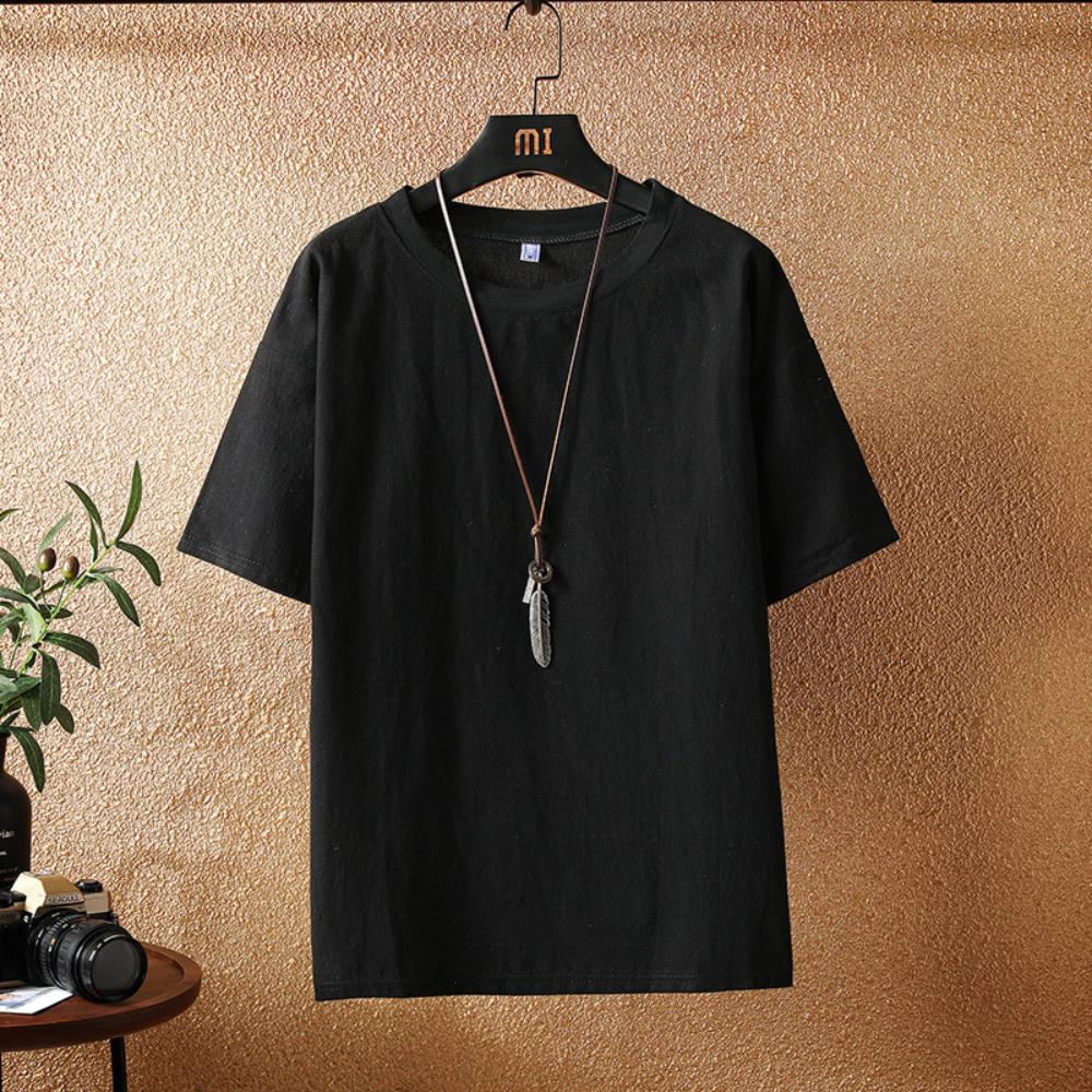 Herren Sommer Freizeit Locker T-Shirt Einfarbig O-Ausschnitt Basic Baumwolle100% Bequeme Kurzarm T-Shirts