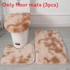 Non Dye Tie Slip Mat Fluffy Plush Bathroom Toilet Seat Cover Carpet 3 Piece Set