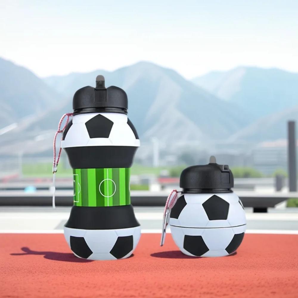 Opvouwbare siliconen waterfles met voetbal-/basketbalmotief, waterfles voor kinderen/studenten die buitensporten beoefenen.. Ondersteunt massamaatwerk