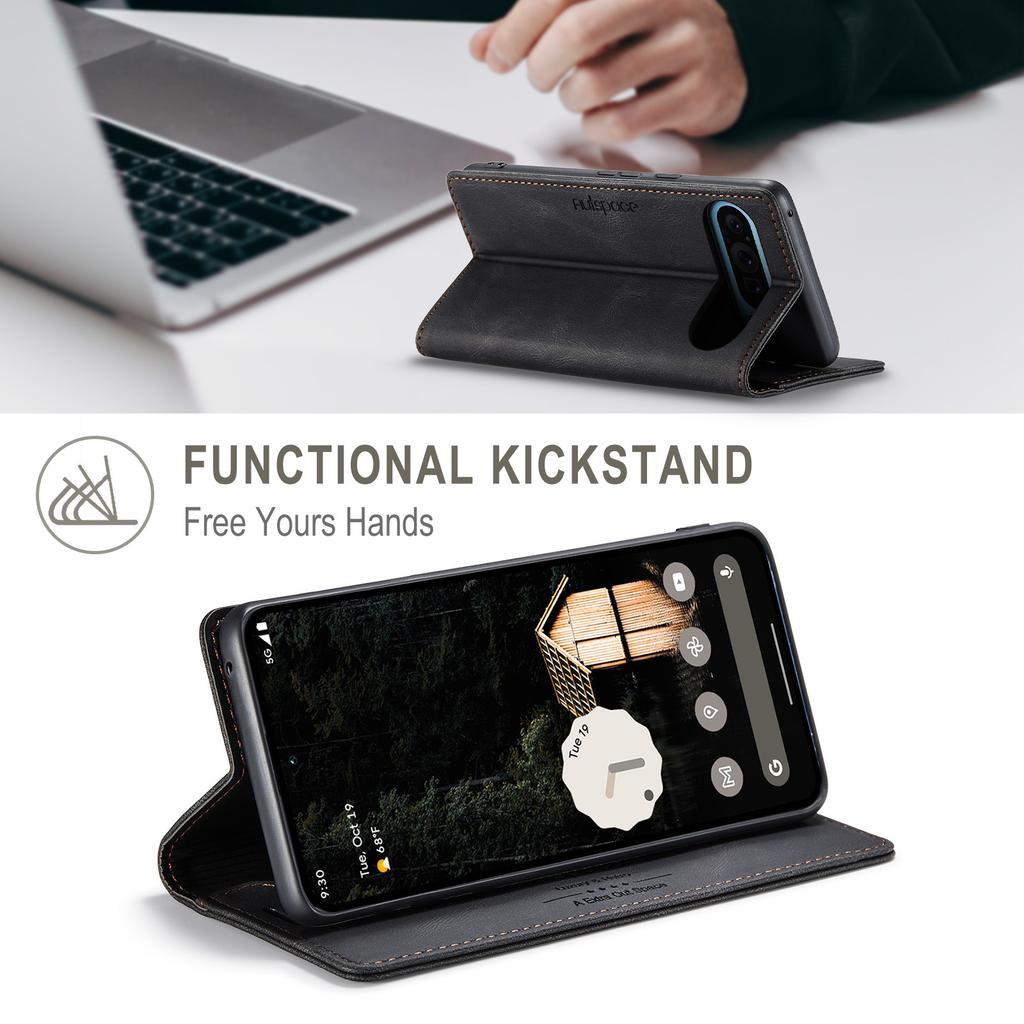 For Google Pixel 6/6 Pro/7a/Pixel 8/Pixel 8 Pro/Pixel 9/Pixel 9 Pro/Pixel 9 Pro XL/Pixel 9a Retro Luxury Style Flip Stand Anti-Drop Wallet Phone Case