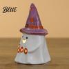Cute Ghost Pumpkin Wizard Hat Decor Halloween Ceramic Tealight Holder Lighted Figurine with Ornament for Home Witch Hat Tiered Tray Tabletop