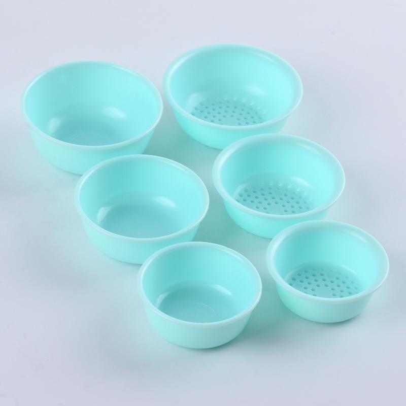 Dollhouse Miniature Plastic Drain Basket Set 6Pcs 1:12 Scale Round Colander Bowls for Home Decor Collectibles
